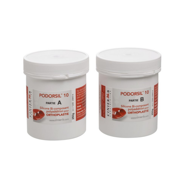 Kit orthoplastie silicone et catalyseur - Shore 10 - A + B - Podorsil 10