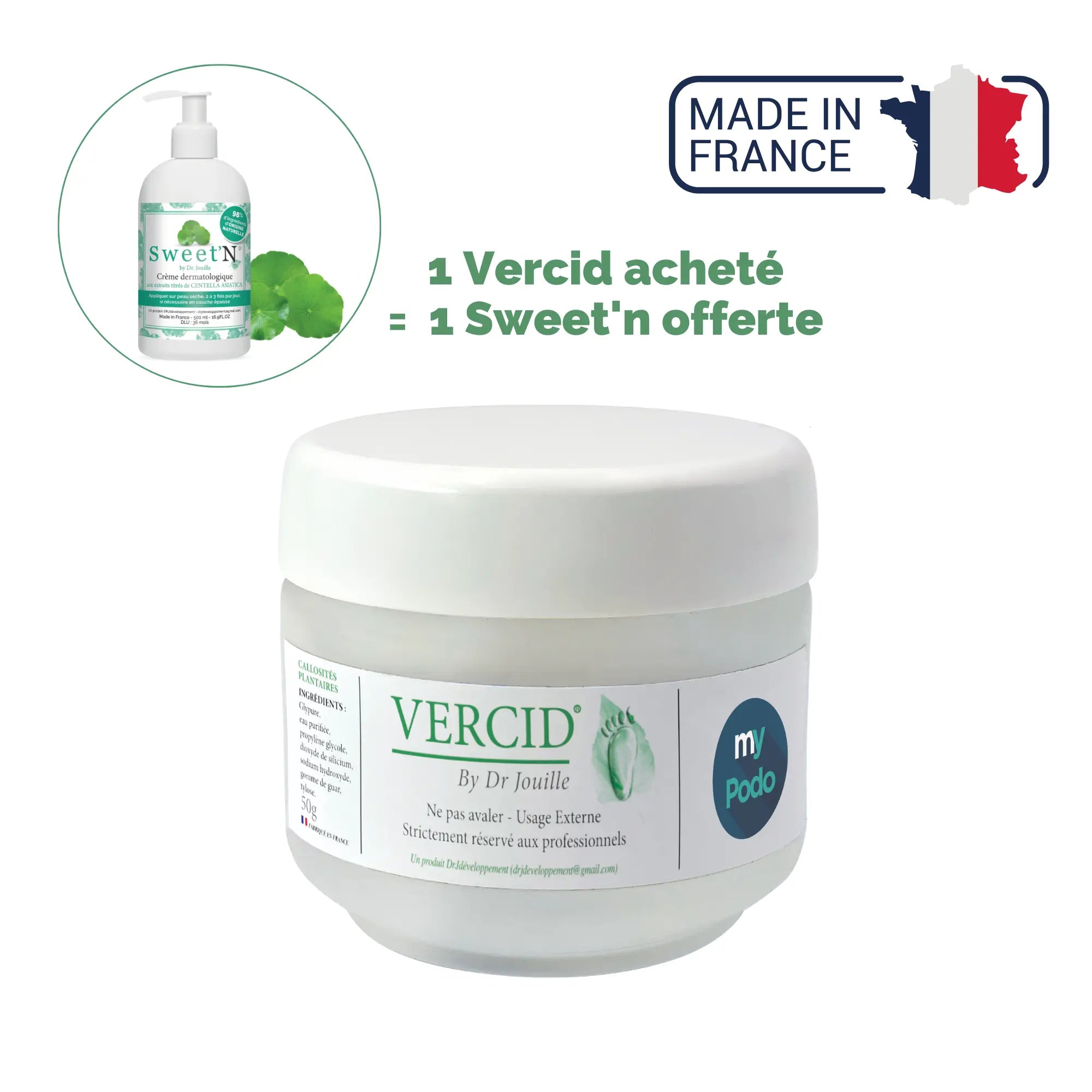 Vercid du Docteur Jouille - Traitement des hyperkératoses - Pot 50 g Vercid by Dr Jouille 